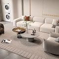 Modern Sofa and Coffee Table Set Interior With Round Coffee Tables Accent Chair Striped Rug