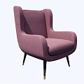 Purple Wingback Armchair Upholstered With Modern Metal Legs And Comfortable Design
