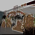 Chinese Style Interior Decor With Carved Screens Moon Shaped Lotus Patterns And Green Plants