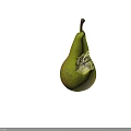 Fresh Green Pear With Bite Mark And Exposed Juicy Flesh On Blurred Background