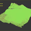 Detailed Terrain Model Featuring Red Rocky Mountains Green Vegetation and Winding Path