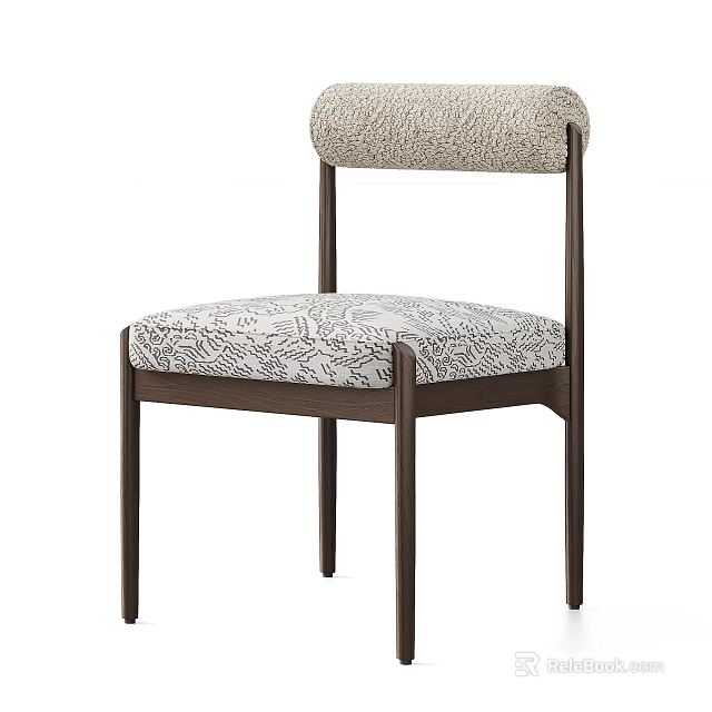 Modern Single Accent Chair With Patterned Fabric Upholstery And Dark Wooden Legs 3d model 