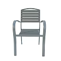 Durable Modern Metal Outdoor Chair For Garden Patio With Slatted Design And Armrests