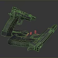 Tactical Weapons Display Featuring Pistol Long Gun Green Laser Sight Magazines And Bullets