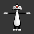 Game Movie Cartoon Cat Character Black White Fur Red Nose Arms Outstretched Pose