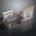 Architectural Decorative Structure With Wooden Frame Arched Design And Circular Elements