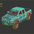 Modified Off-Road Pickup Truck With Front Grille Guard Roof Rack Large Tires And Side Steps