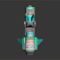 Futuristic Teal Mechanical Device With Orange Accents And Wing Like Structures