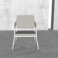 Modern Minimalist Rocking Chair With Metal Frame Wooden Armrests And Beige Cushion