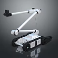 White Tracked Robot Game And Movie Character With Articulated Mechanical Arm