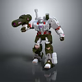 White Green Red Robot Action Figure With Cannon Standing Pose Toy Model