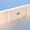 Modern Feature Wall Design With Geometric Grid Pattern And Brass Plaque Beige Stone Finish