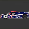 Professional Racing Car Featuring Blue White Red Livery And Aerodynamic Design With Sponsor Logos