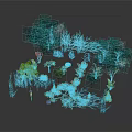 Diverse Collection Of Green Plants With Various Shapes Foliage And Sizes
