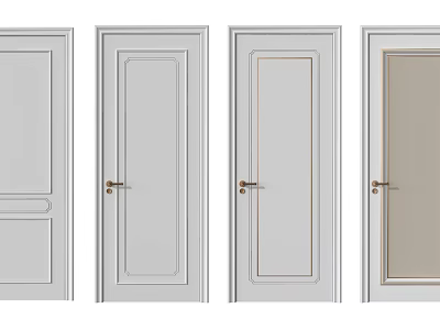 Modern Hinged Doors With Various Panel Designs And Metal Handles For Interior 3d model