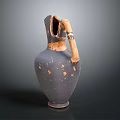 Ancient Handcrafted Pottery Vase With Intricate Carvings And Weathered Texture