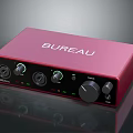 BUREAU Red Audio Interface With Control Knobs Input Ports And Indicator Lights