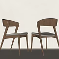 Modern Wooden Dining Chairs With Curved Back Gray Upholstered Seat And Tapered Legs