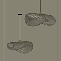 Modern Metallic Mesh Pendant Lights With Cloud Like Shape In Interior 3d model
