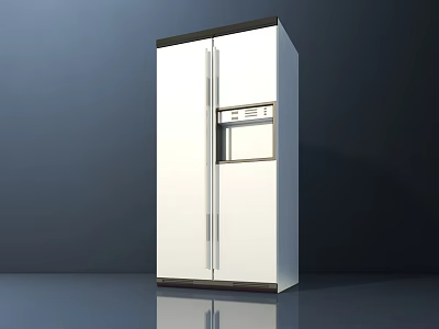 Modern White Double Door Refrigerator With Digital Display And Sleek Design 3d model