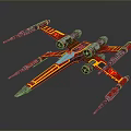 Vibrant Red And Yellow X Wing Fighter Model With Detailed Wings And Engines