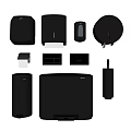 Modern Bathroom Accessories Set With Soap Dispenser Toilet Paper Holder And Trash Can
