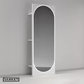 Modern Full Length Mirror With White Frame And Side Shelves For Interior