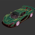 Green Sports Car With Sleek Design Rear Spoiler Alloy Wheels And Metallic Finish