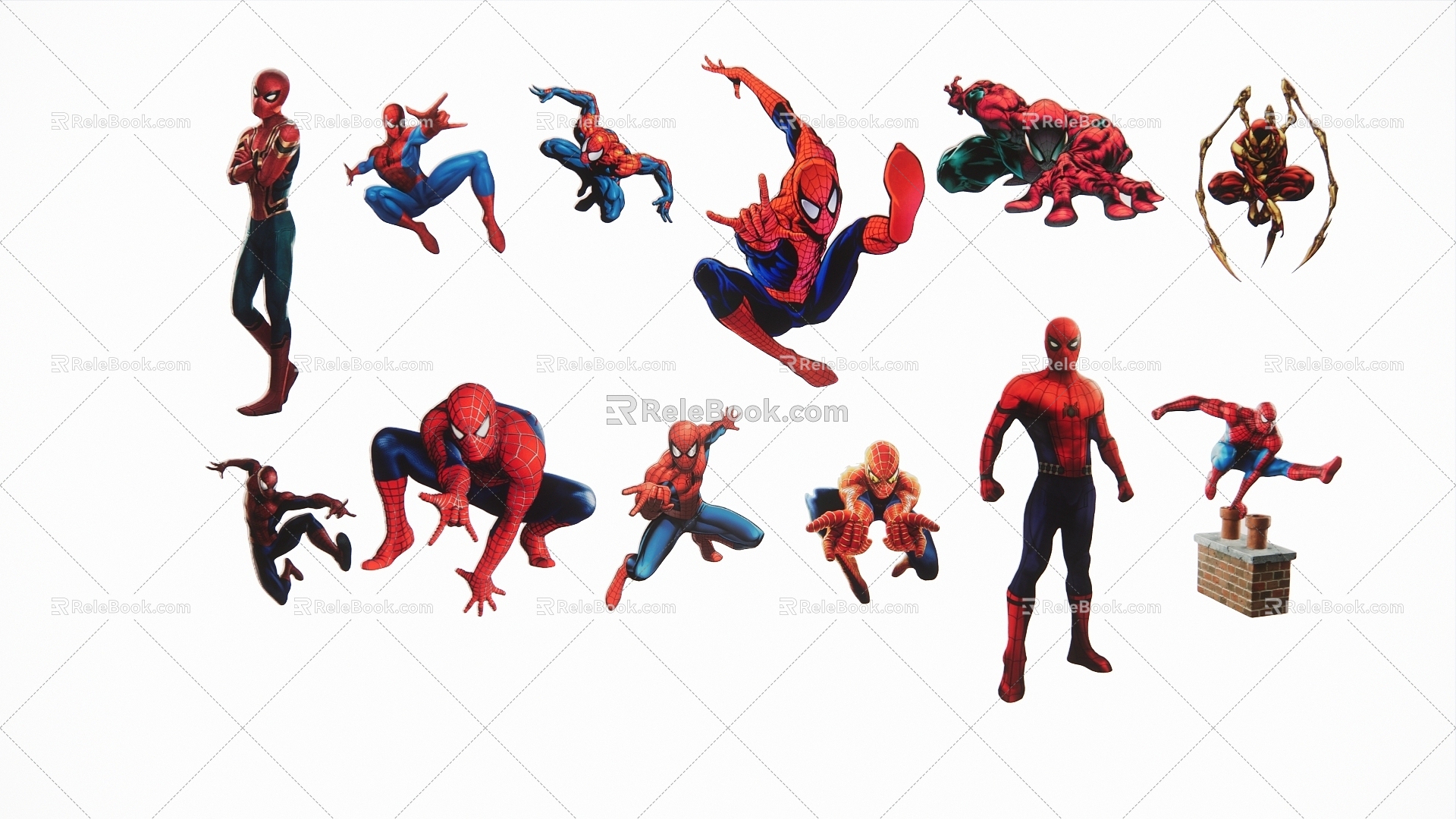 Modern 2D Spiderman Silhouette 3d model