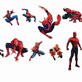 Multiple Spider-Man Superhero Silhouettes Collection Featuring Various Dynamic Action Poses Design 3d model