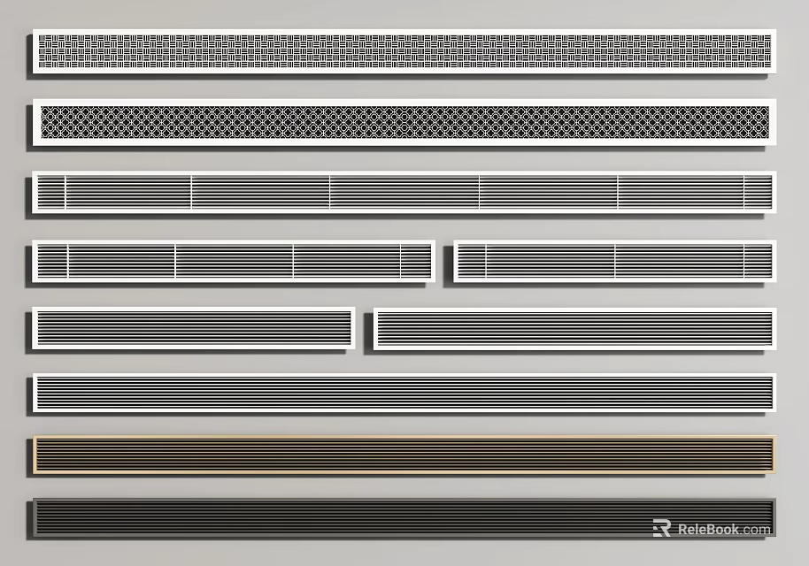 Air Conditioner Vents in Various Modern Styles and Metal Grille Designs 3d model 