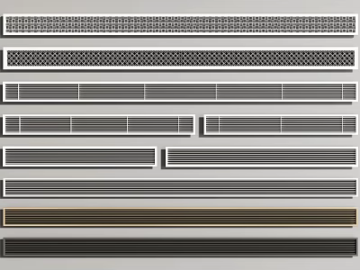 Air Conditioner Vents in Various Modern Styles and Metal Grille Designs 3d model