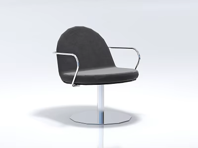 Modern Black Upholstered Bar Stool With Metal Armrests And Round Base 3d model