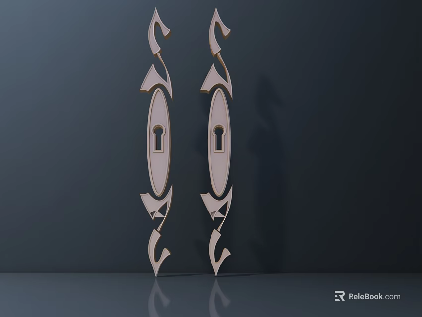 Public Facility Ornate Wooden Carved Decorations With Symmetric Artistic Design 3d model 