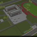 Modern Multi Story School Building With Red Brick White Walls Large Windows And Green Lawn
