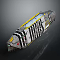 Cosmic Aerospace Spacecraft Design With Yellow Panels And Black White Striped Exterior