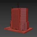Tall Modern Commercial Building Model With Gray White Exterior And Top Antenna