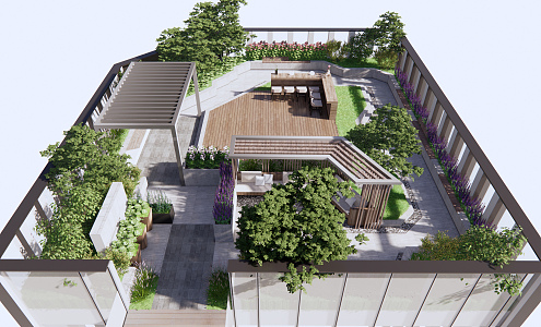 Roof Garden Modern Garden 3d model