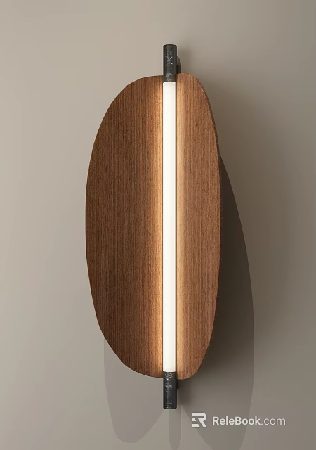 Modern Wooden Wall Light With Vertical LED Light Strip Contemporary Home Decor Fixture 3d model 