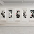 Campus Culture Wall Displaying Traditional Chinese Paintings And Calligraphy Artworks