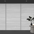 White Window Blinds In Modern Interior Design With Small Table Plant And Lamp