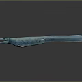 Turquoise Prehistoric Aquatic Reptile 3D Model With Long Body Open Mouth Sharp Teeth And Fins
