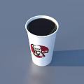 Assorted Coffee Beverages In White Disposable Cups With Red Logos And Lids 3d model