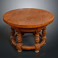 Vintage Style Round Wooden Side Table With Carved Legs For Home Living Decor