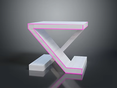 Modern Table With Unique Crossed Legs White Body And Pink Edge Details Minimalist Design 3d model