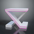 Modern Table With Unique Crossed Legs White Body And Pink Edge Details Minimalist Design