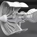 Industrial Turbofan Engine Cross Section Showing Internal Structure With Blades And Mechanical Components 3d model