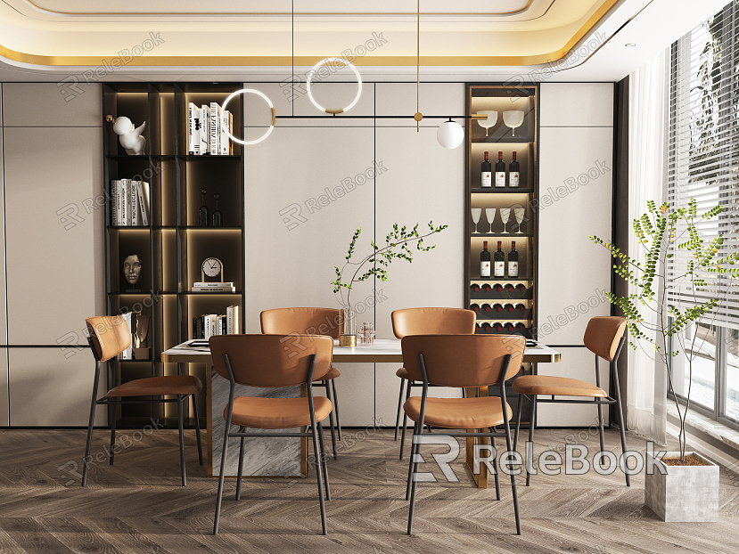 Modern Restaurant Dining Table and Chair Combination model