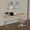 Adjustable Height Desk With Wheels Laptop Table Lamp Calendar Wall Shelf And City View