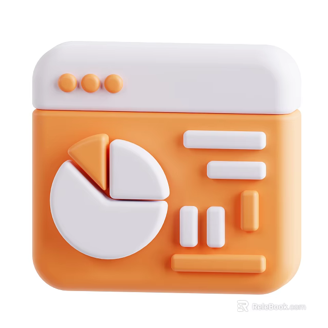 Modern Decorative Ornament Set With Orange White Pie Chart And Bar Charts Design 3d model 